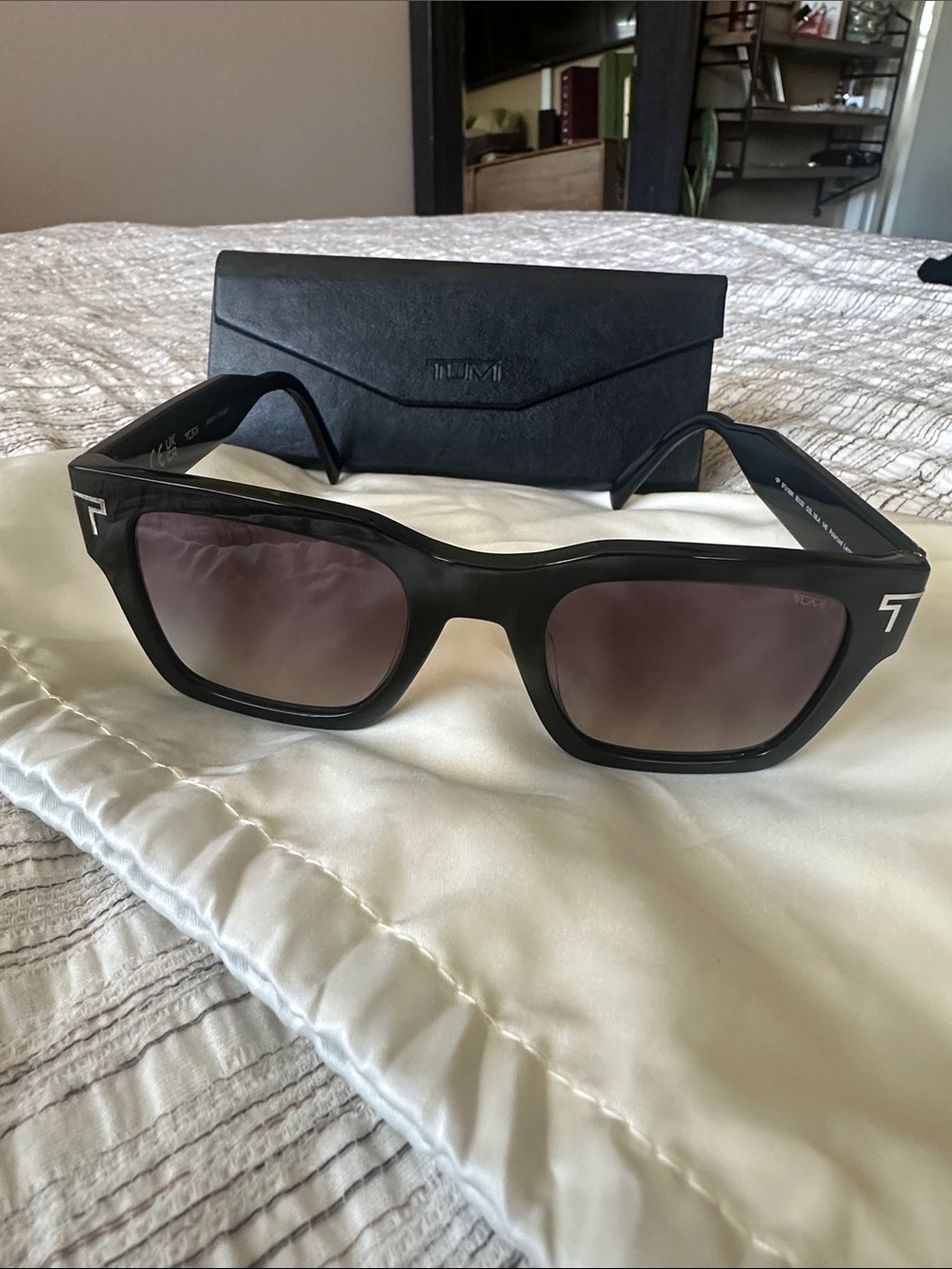 Tumi Black Sunglasses with Brown Gradient Lenses